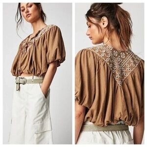 New!! Free People Joni boho tie front top
